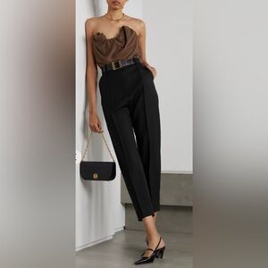 CO High Waist Flowy Pleat Front Pants Black, Size 4